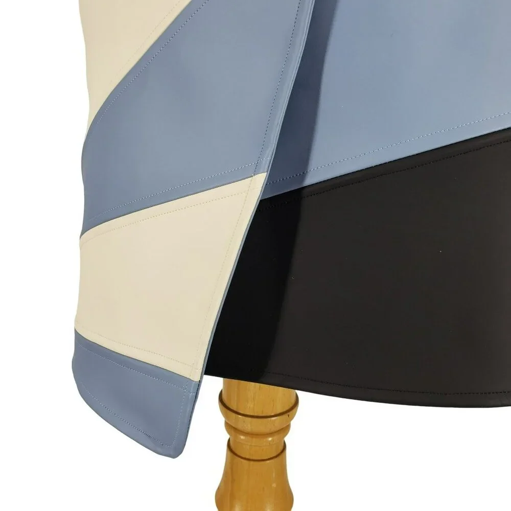 Miko Miko Stripe Skirt Faux Leather Blue White Mod Retro Futuristic Cosplay - Picture 15 of 16